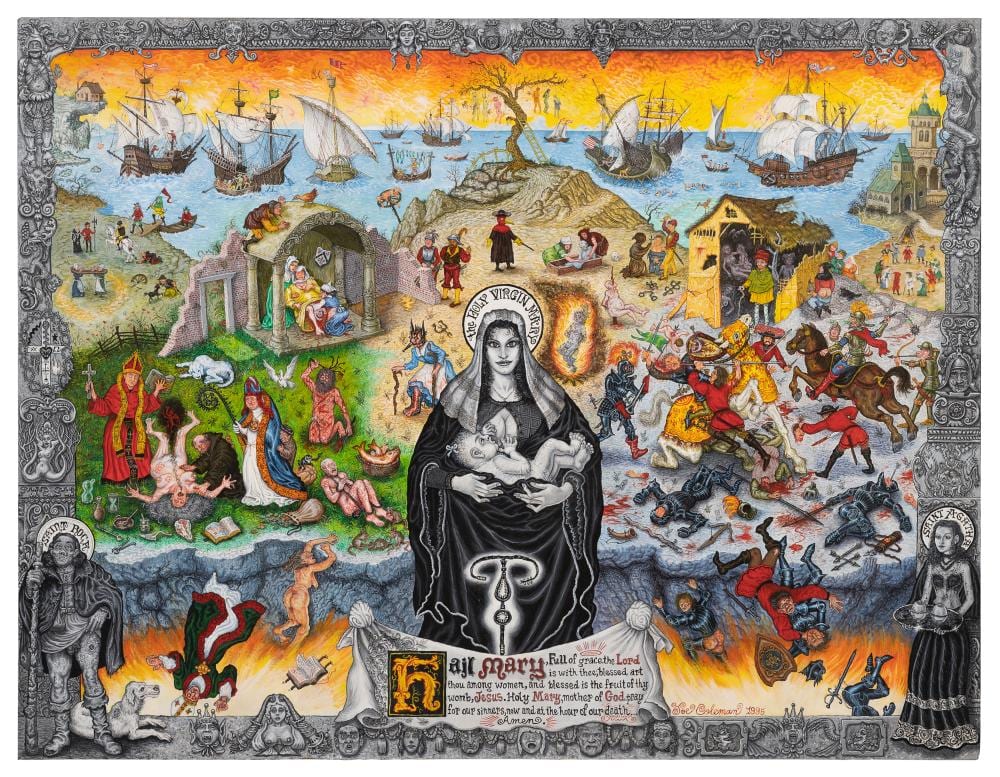 Joe Coleman comparable auction result: joe coleman american b 1955 give me that old time religion 1995