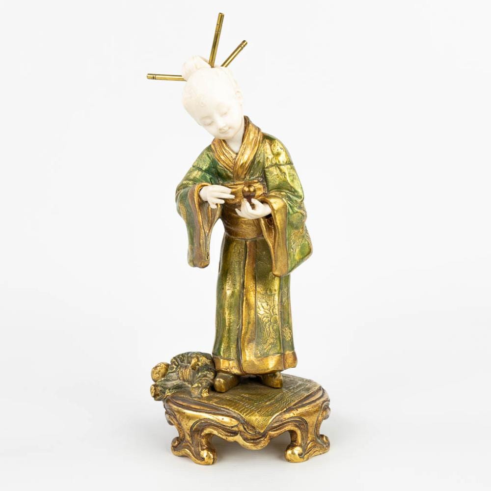 charles monginot 1825 1900 a statue of a chinese girl chryselephantine h 26cm · Flanders Auctions · 2022-02-09 Charles Monginot comparable auction result: charles monginot 1825 1900 a statue of a chinese girl chryselephantine h 26cm