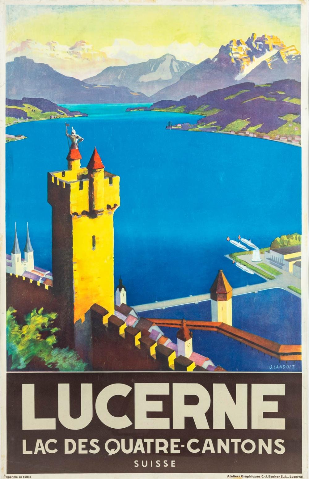 Otto Landolt comparable auction result: otto landolt 1889 1951 lucerne lac des quatre cantons a vintage poster h 101cm