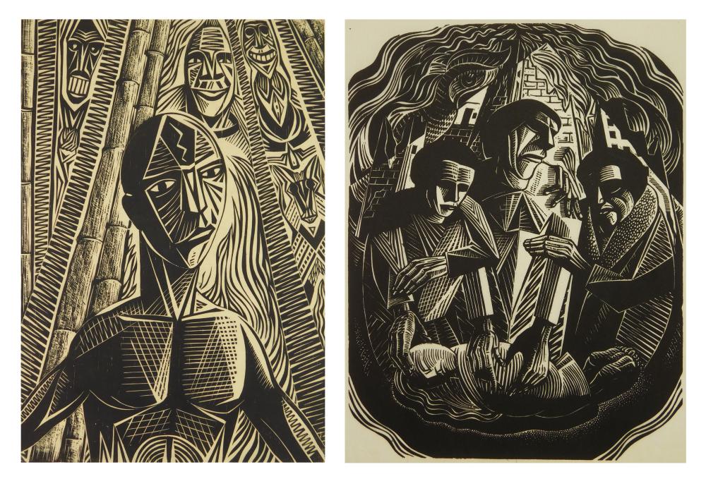 Hans Jelinek comparable auction result: 2 hans jelinek woodcuts