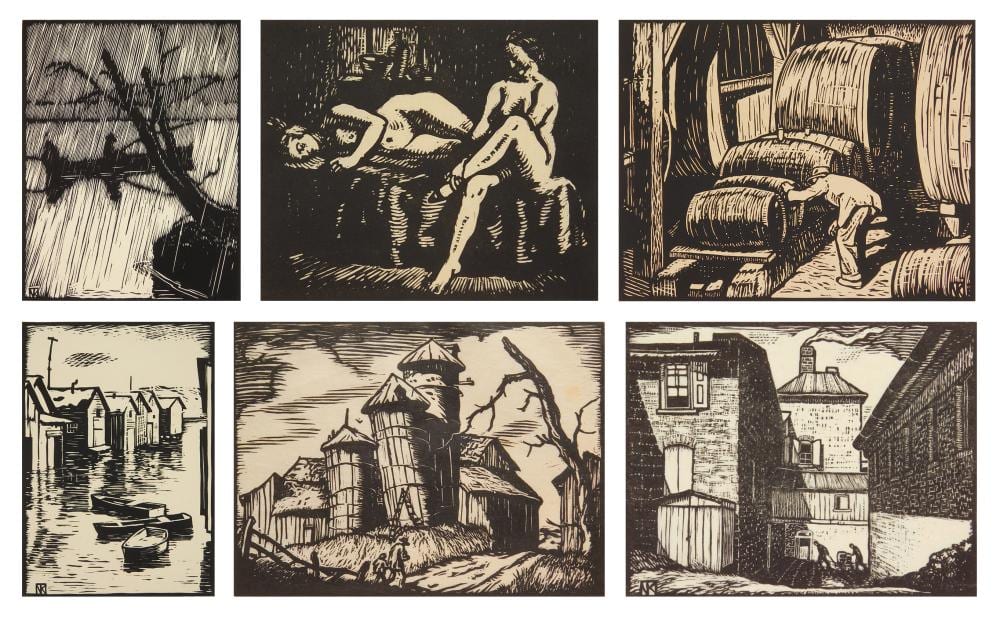 Norman Kent comparable auction result: 6 norman kent block prints