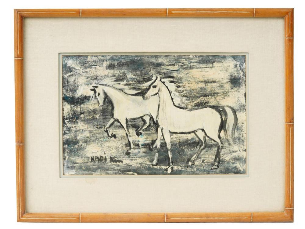 Nadi Ken comparable auction result: a french mixed media painting horses by nadi ken