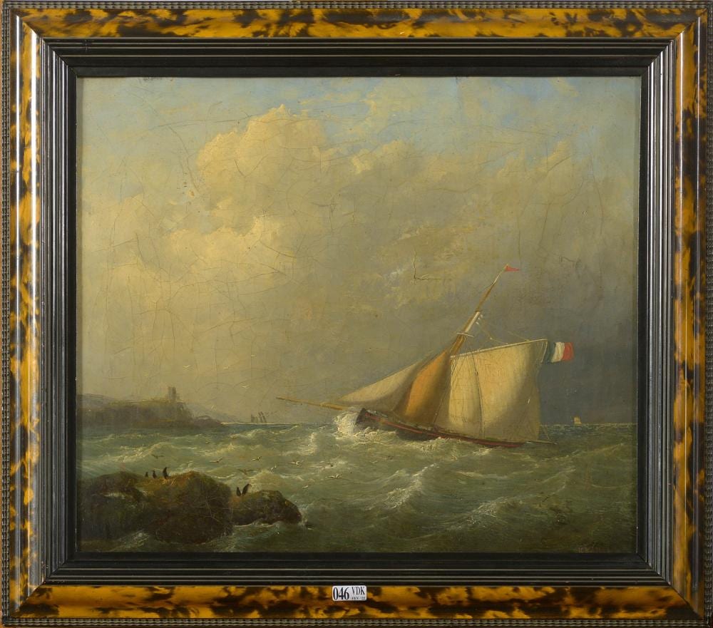 Johannes Hermanus Koekkoek comparable auction result: huile sur toile maroufl e sur toile bateau de p che en mer tourm