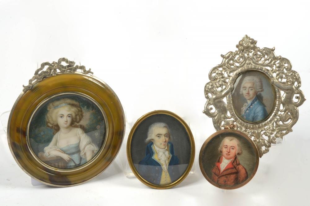 Jean Urbain Guérin comparable auction result: lot de quatre miniatures sur ivoire comprenant trois portraits d