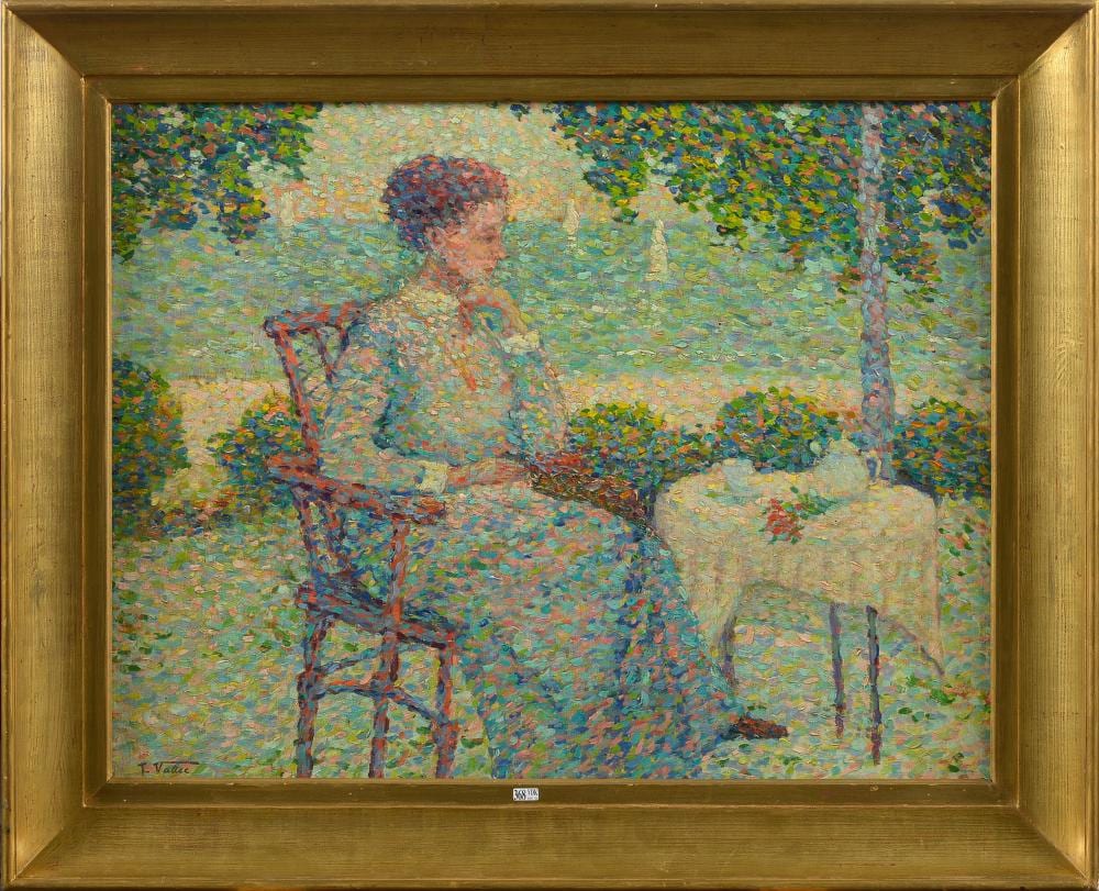 Ludovic Vallée comparable auction result: huile sur toile maroufl e sur toile le d jeuner sur une terrasse
