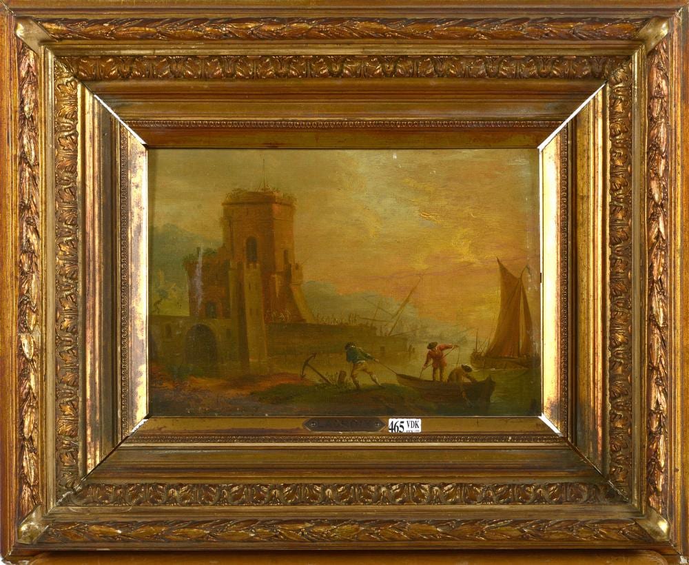 Charles La Croix de Marseille comparable auction result: huile sur panneau les p cheurs amarrant sur fond de paysage aux