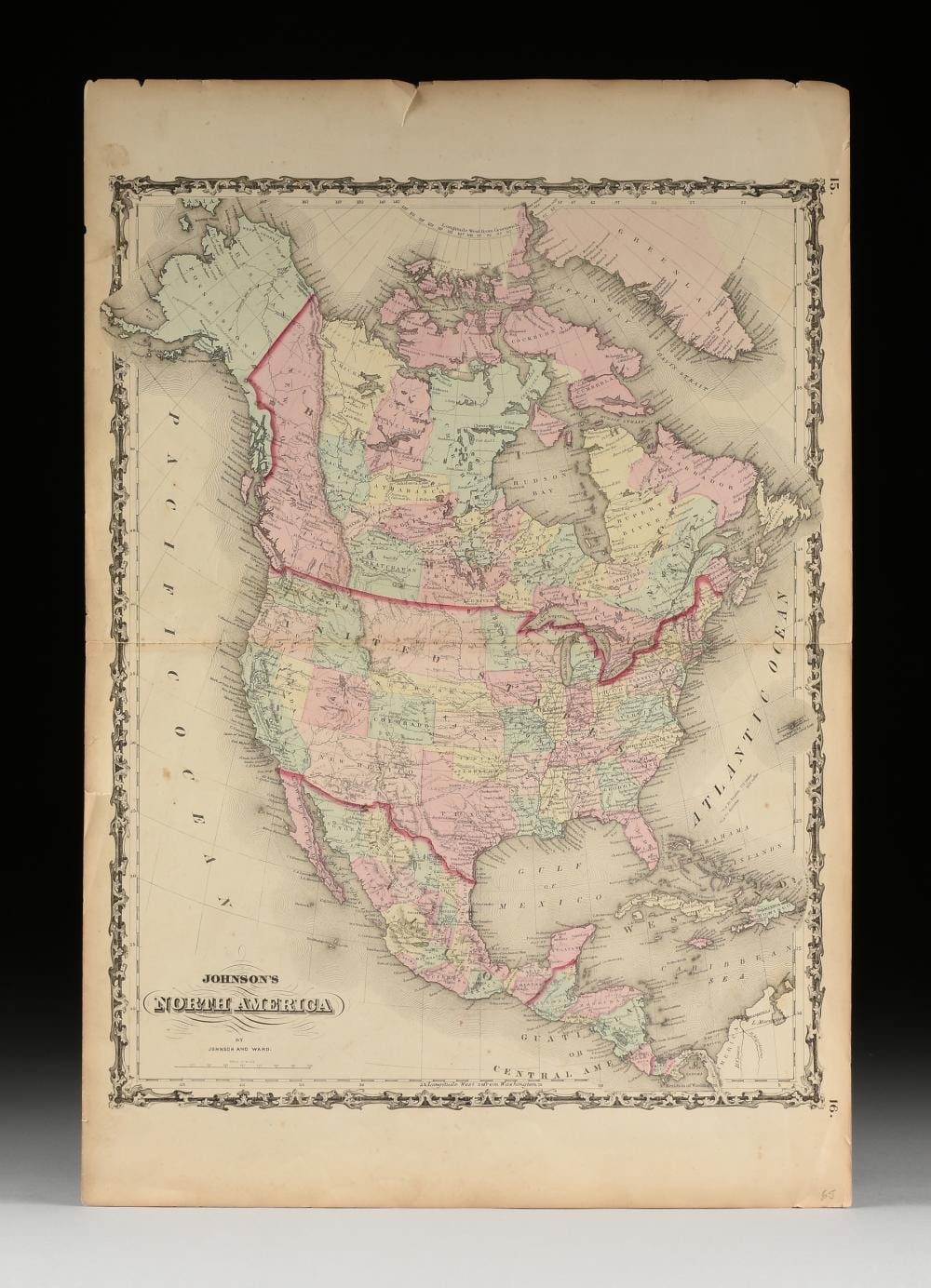 Alvin Jewett Johnson comparable auction result: alvin jewett johnson 1827 1884 an american civil war era map johnson s north america circa 1862