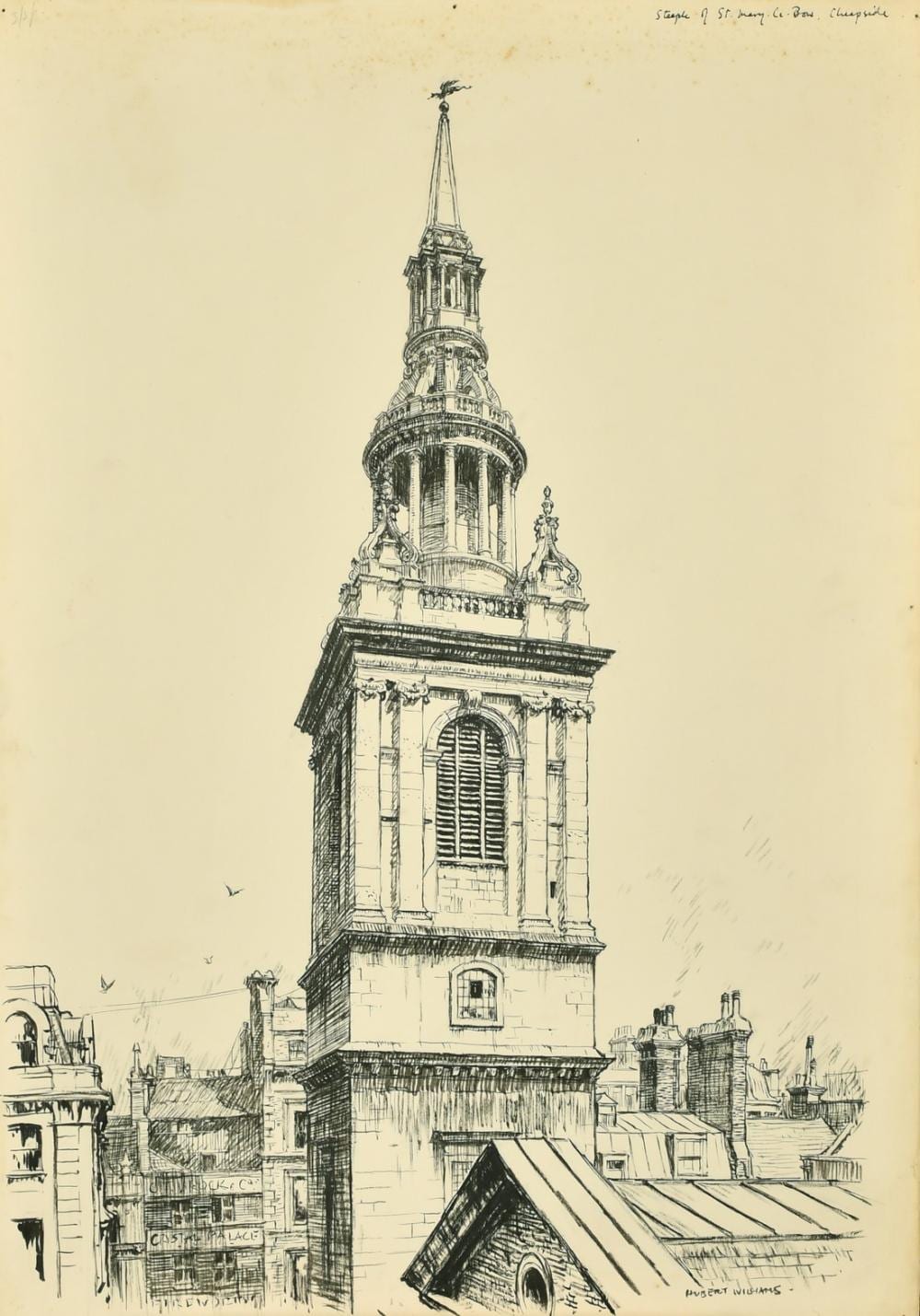 Hubert Williams comparable auction result: hubert williams 1905 1989 british an ink drawing of all hallows barking by the tower 16 x 10 and anoth