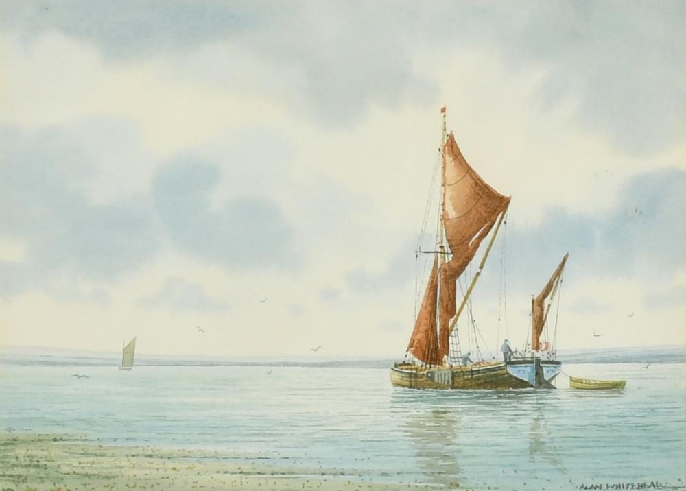 alan whitehead b 1952 irish a sailing barge watercolour signed 5 5 x 7 5 · John Nicholson's Fine Art Auctioneers & Valuers · 2022-02-09 Alan Whitehead comparable auction result: alan whitehead b 1952 irish a sailing barge watercolour signed 5 5 x 7 5