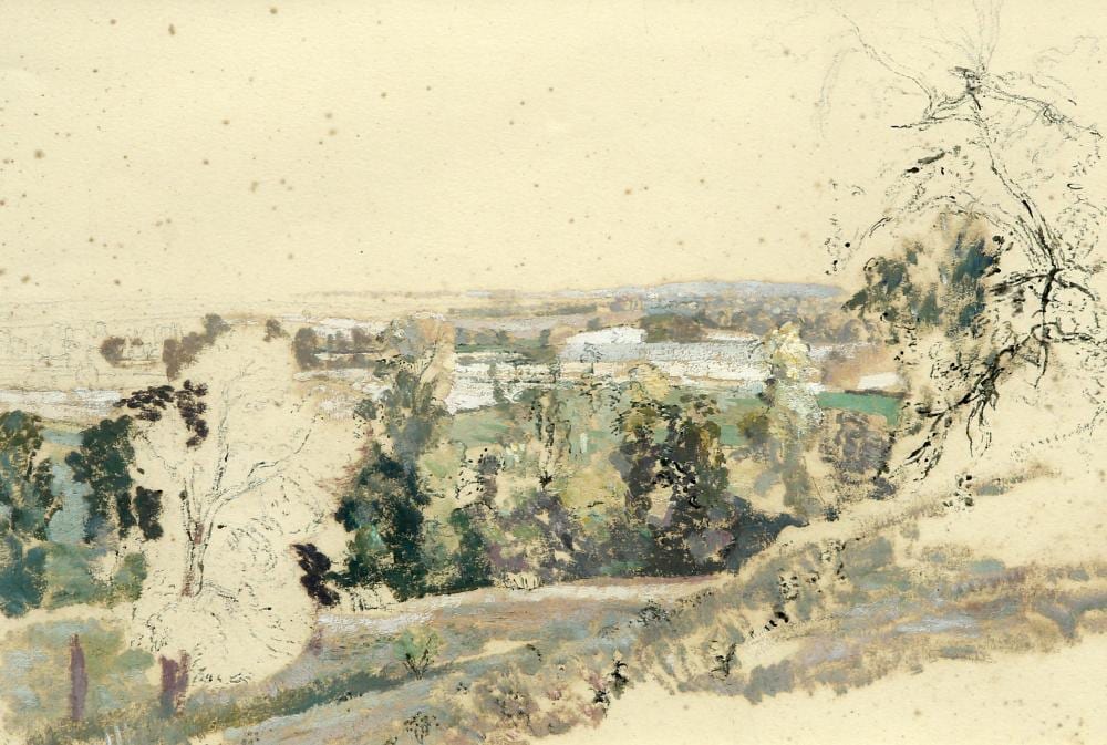 Raymond Teague Cowern comparable auction result: raymond teague cowern 1913 1986 view of colwall malvern pastel framed