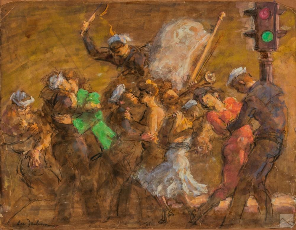 Lee Jackson comparable auction result: lee jackson 1909 2002 figural wwii signed painting