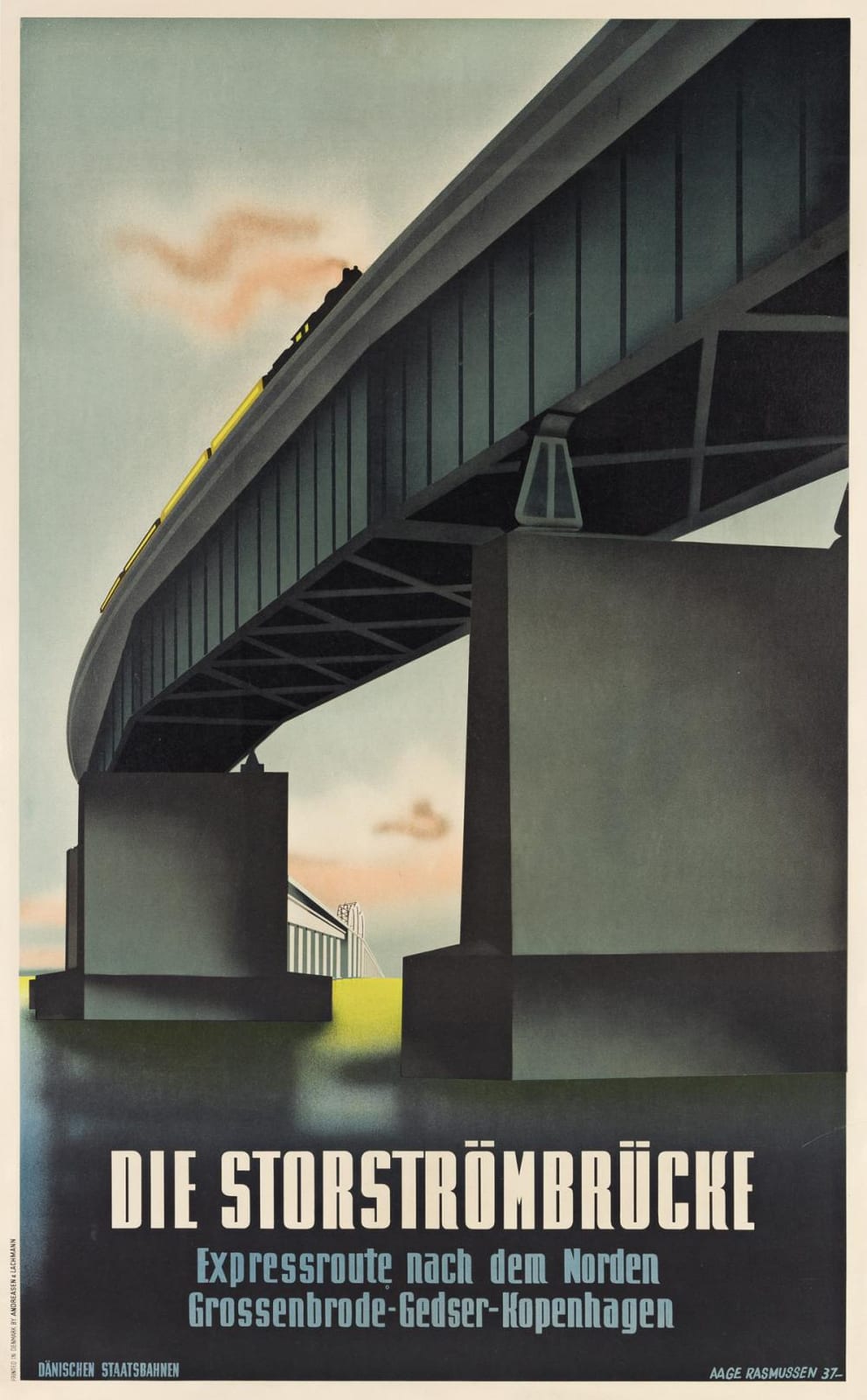 Aage Rasmussen comparable auction result: aage rasmussen 1913 1975 die storstr mbr cke 1937 39 x24 inches 100 x62 cm andreasen lachmann copenhagen