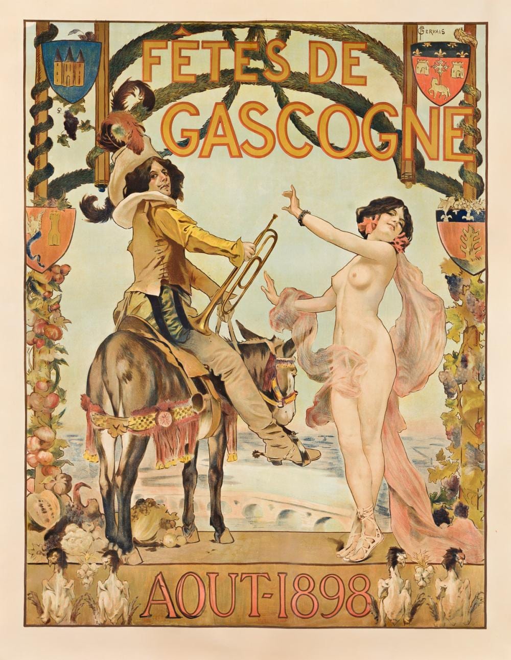 Paul Jean Louis Gervais comparable auction result: paul gervais 1859 1944 f tes de gascogne 1898 40 x28 inches 103 x72 cm