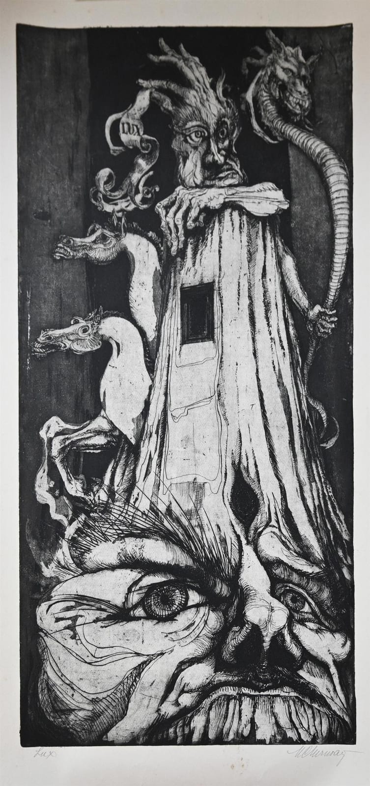 Marcel Chirnoaga comparable auction result: marcel chirnoaga romanian lux etching 52 x 27 image size unframed