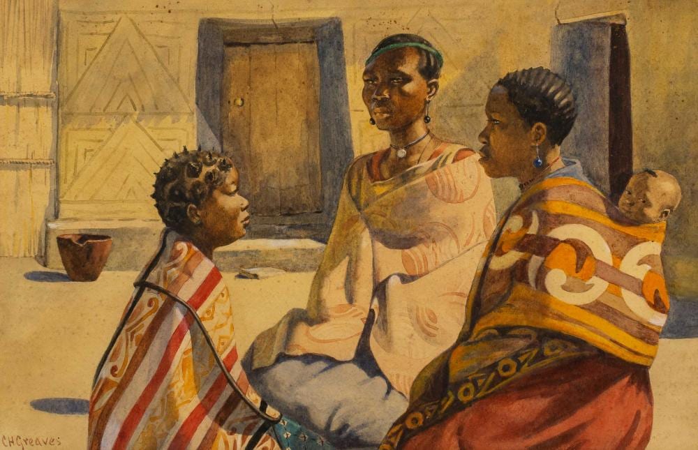 Constance H. Greaves comparable auction result: constance h greaves sa 1882 1966 watercolour morning gossip signed titled verso 22 x 34