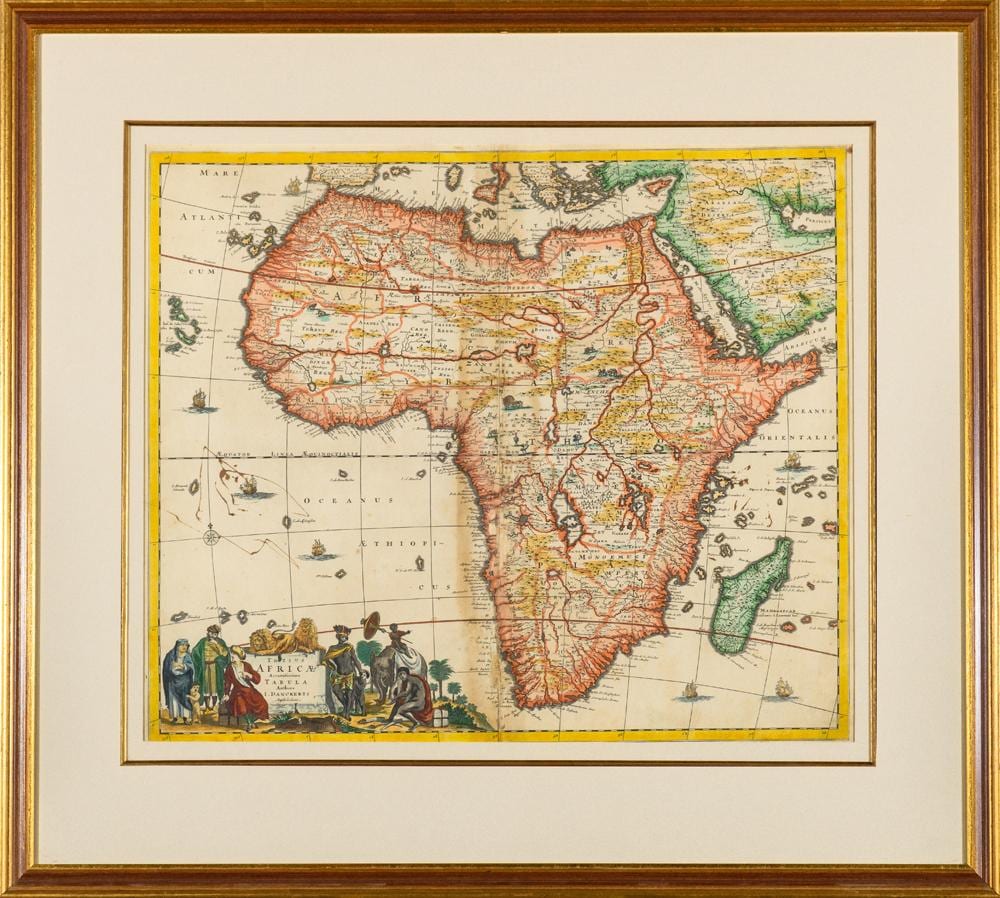 Justus Danckerts comparable auction result: justus danckerts dutch 1635 1701 totius africae accuratissima tabula circa 1690 copper engraved hand colored map depicting the af