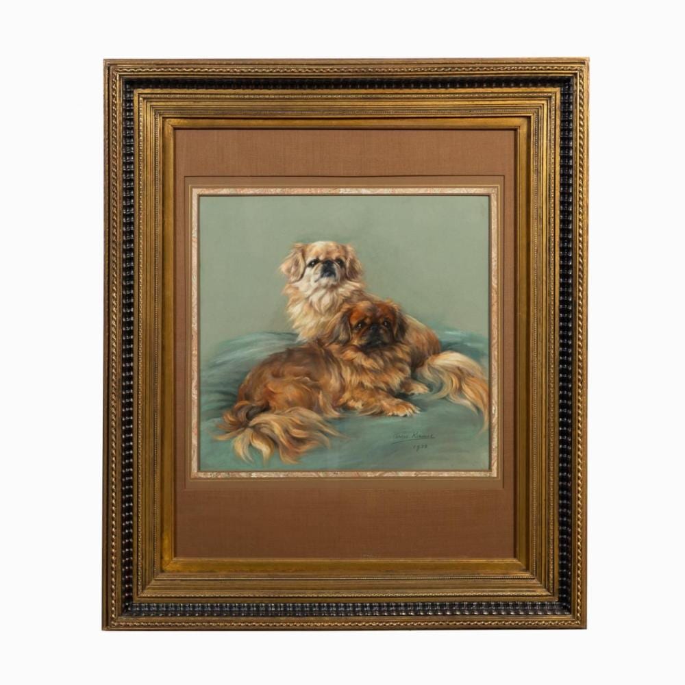 Persis Kirmse comparable auction result: persis kirmse pastel of dogs 1938 framed