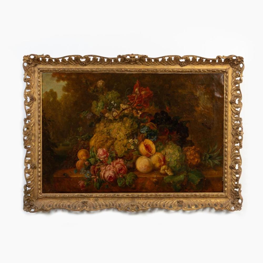 Louis Reinhardt comparable auction result: louis reinhardt still life with fruit flowers