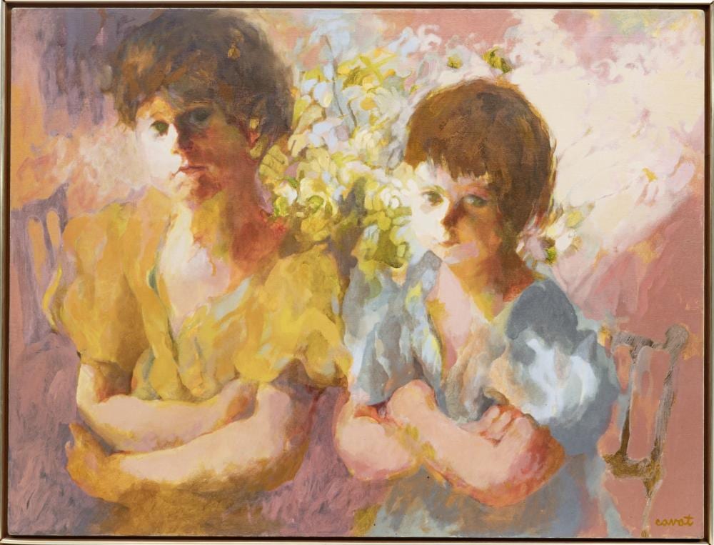 Irma Cavat comparable auction result: irma cavat american born 1928 oil on canvas h 30 w 40 two sisters