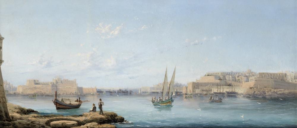 Luigi Maria Galea comparable auction result: luigi maria galea maltese 1847 1917 shipping in valletta harbour malta