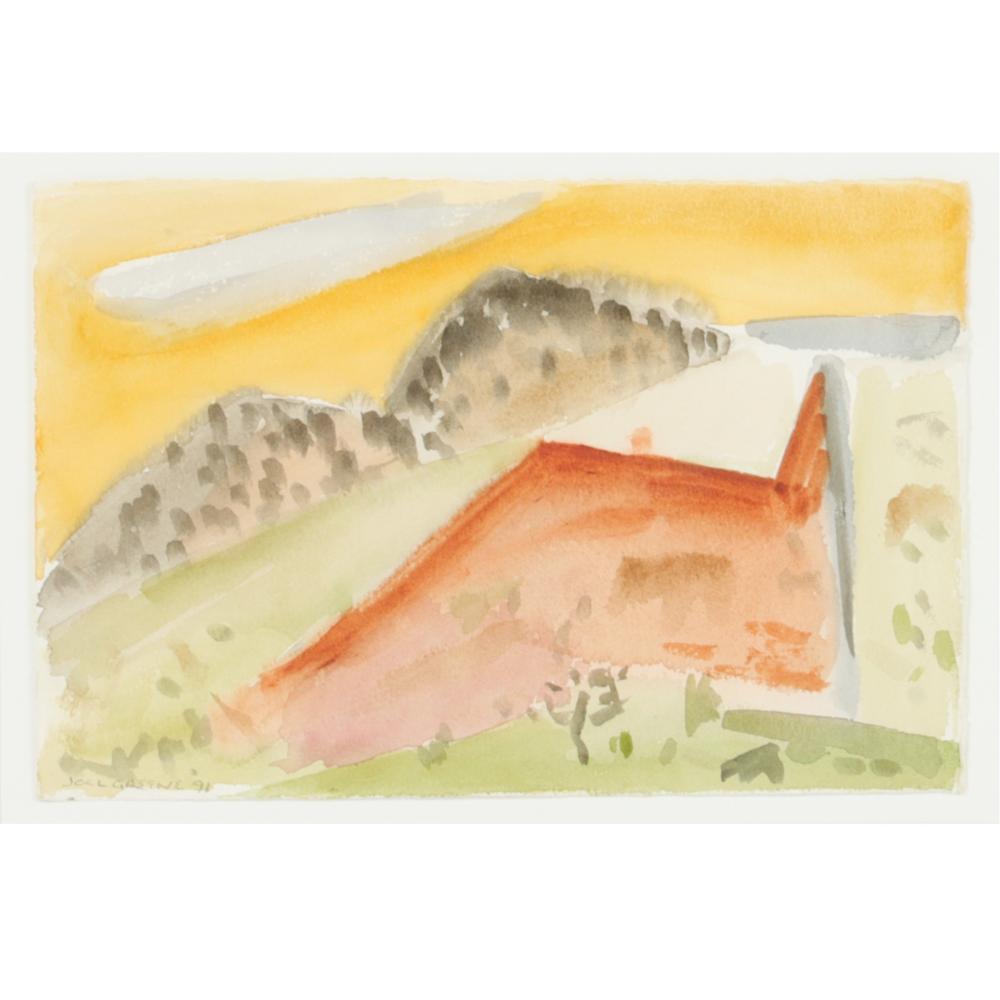 Joel F. Greene, New Mexico (b. 1959), untitled desert landscape, 1991, 7 3/4"H x 11 1/2"W (sight), 15"H x 19"W (frame) sold by Ripley Auctions, lot 65 — auction record photograph