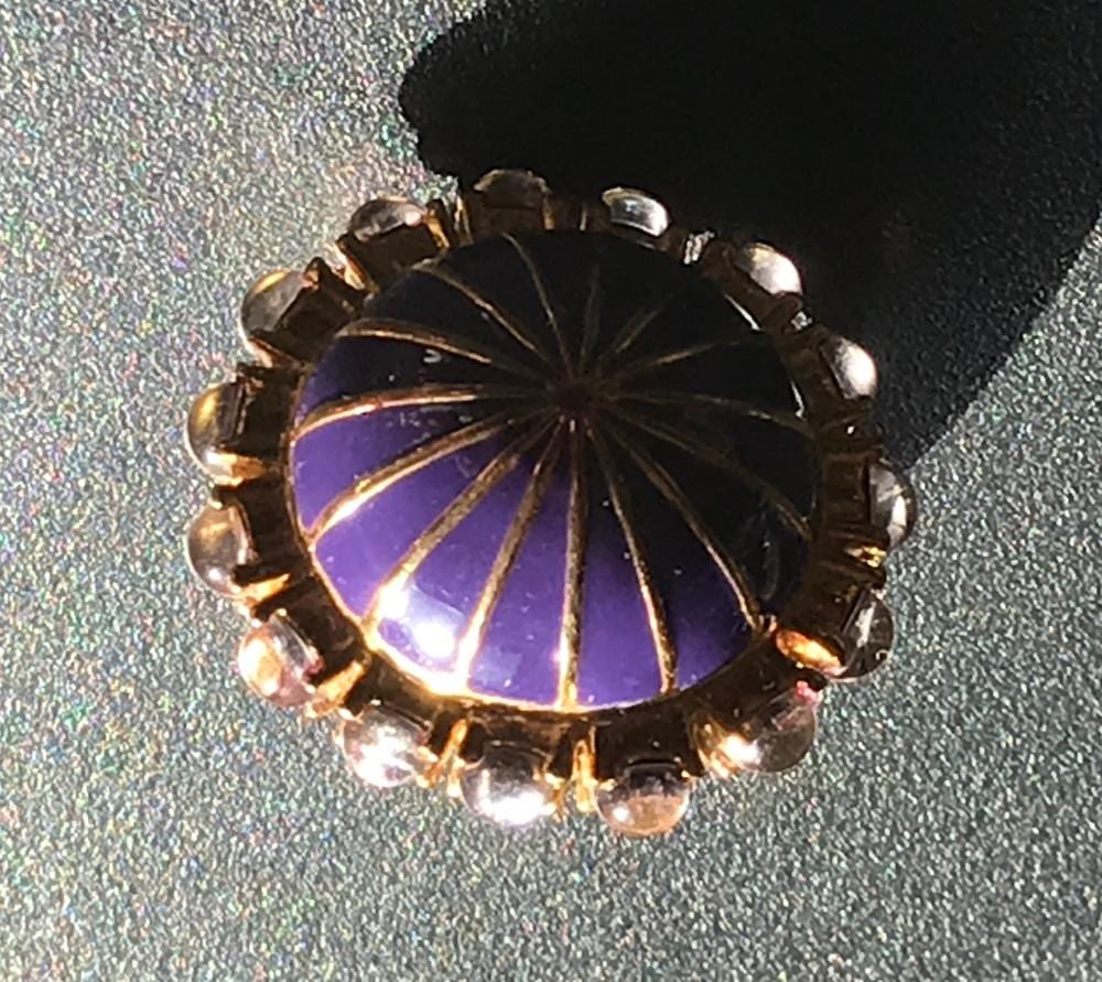 J. Crew comparable auction result: j crew circle design ring with purple dome and decorative stone setting on