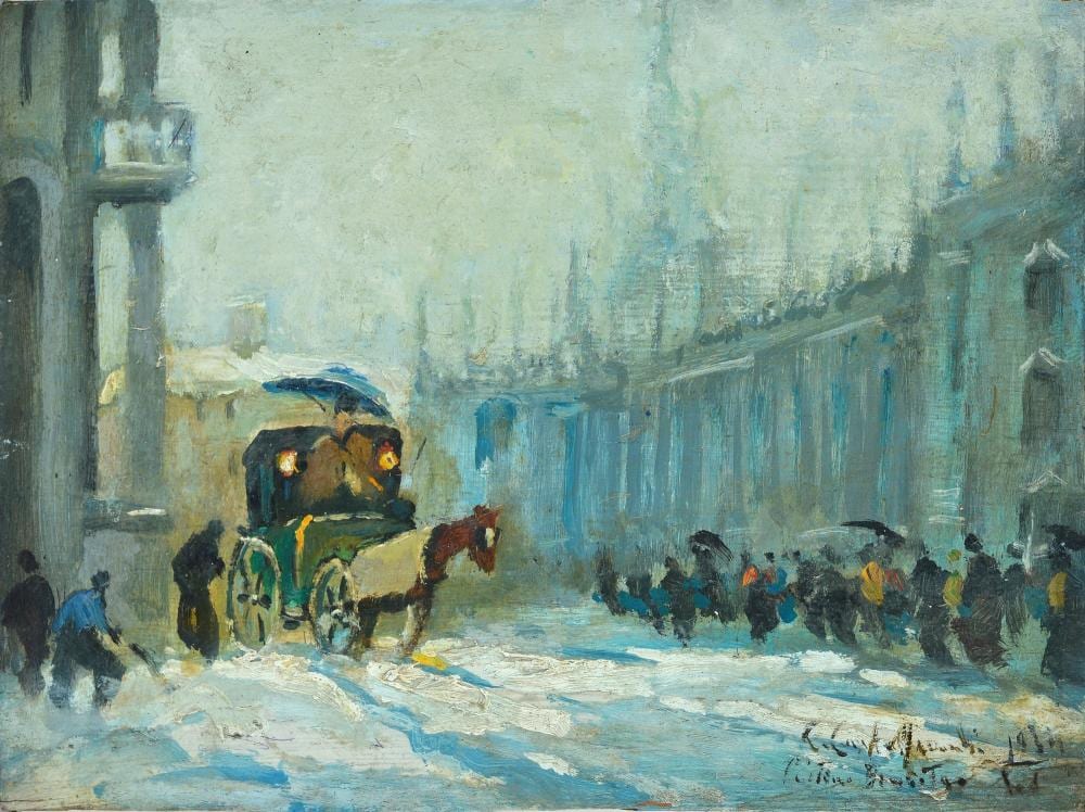 Cirano Castelfranchi comparable auction result: cirano castelfranchi milano 1912 firenze 1973 milano sotto la neve 1934