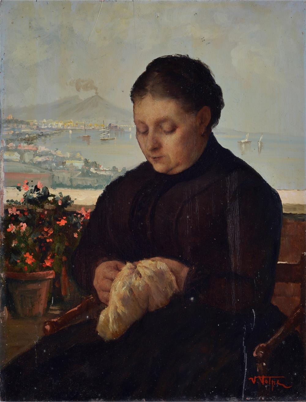Vincenzo (1854) Volpe comparable auction result: vincenzo volpe grottaminarda 1855 napoli 1929 la cucitrice