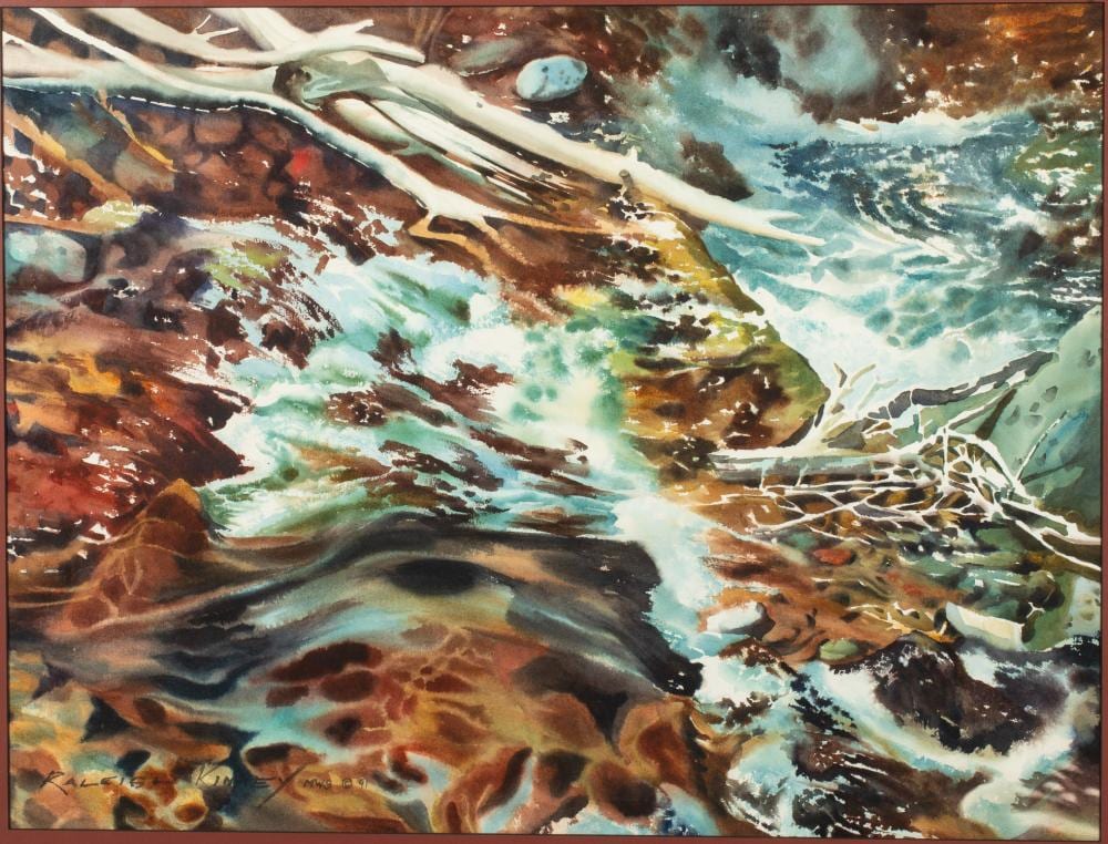 Raleigh Kinney comparable auction result: raleigh kinney river watercolor 1991