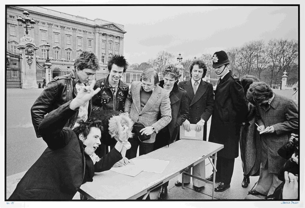 Chalkie Davies comparable auction result: chalkie davies welsh born 1955 the sex pistols buckingham palace london 1979 printed later