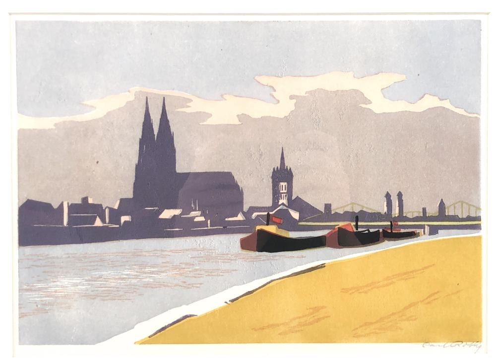 Carl Rotky comparable auction result: carl rotky koln color signed woodcut