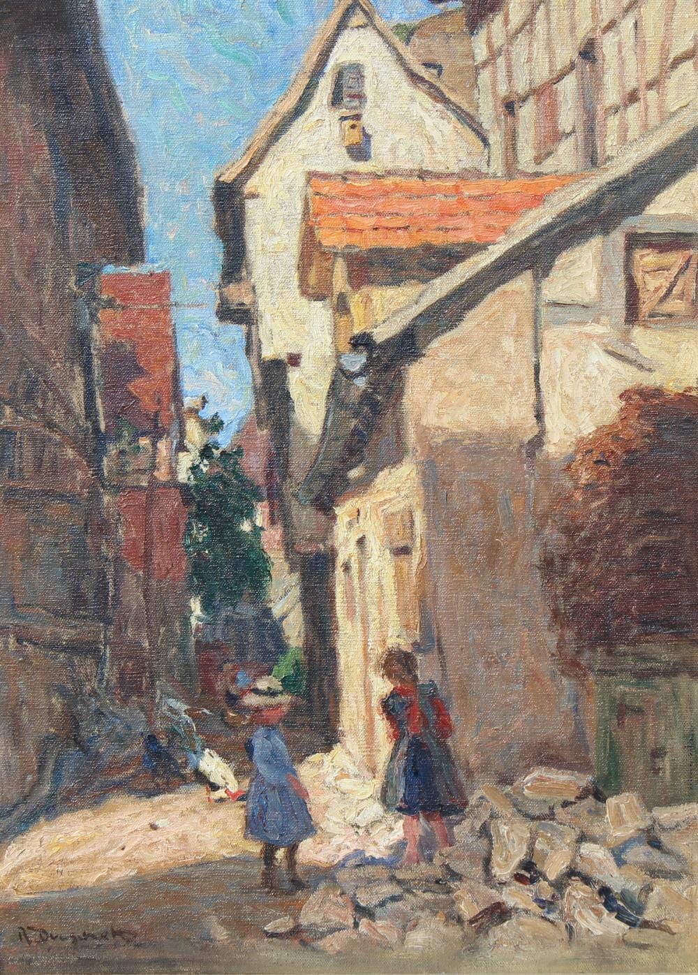 Richard Duschek comparable auction result: richard duschek german 1884 1959 market scene