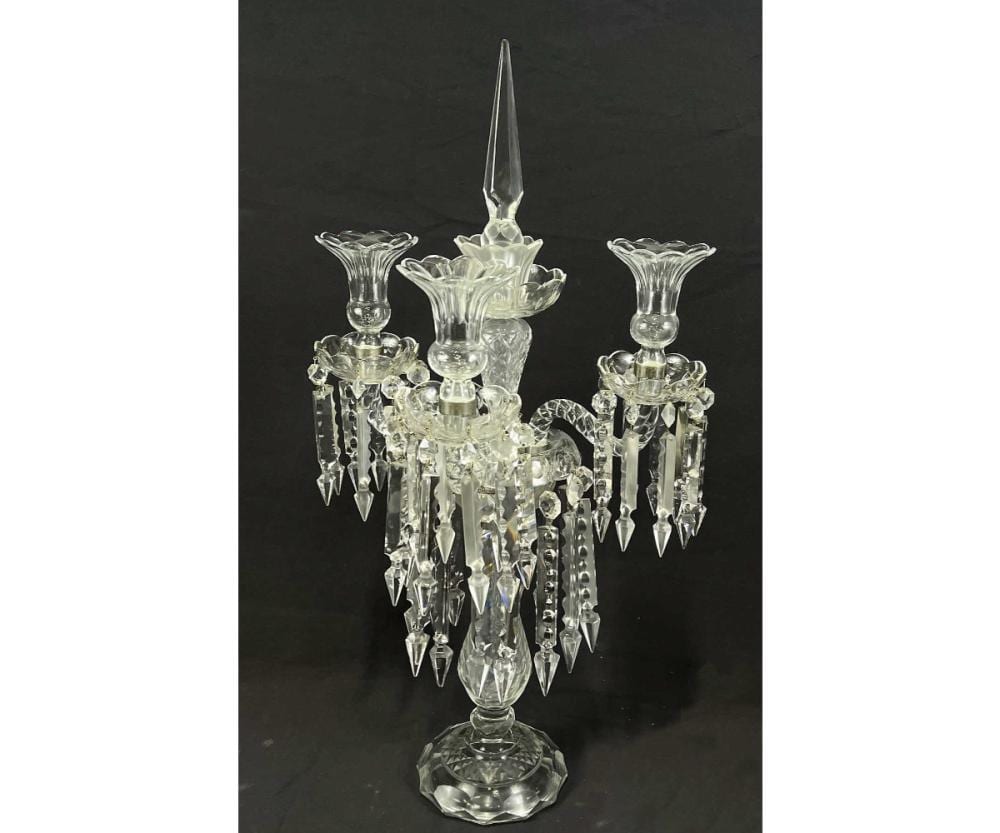 ANTIQUE CUT GLASS CANDELABRA sold by Lewis & Maese Antiques & Auctions, lot 366 — auction record photograph