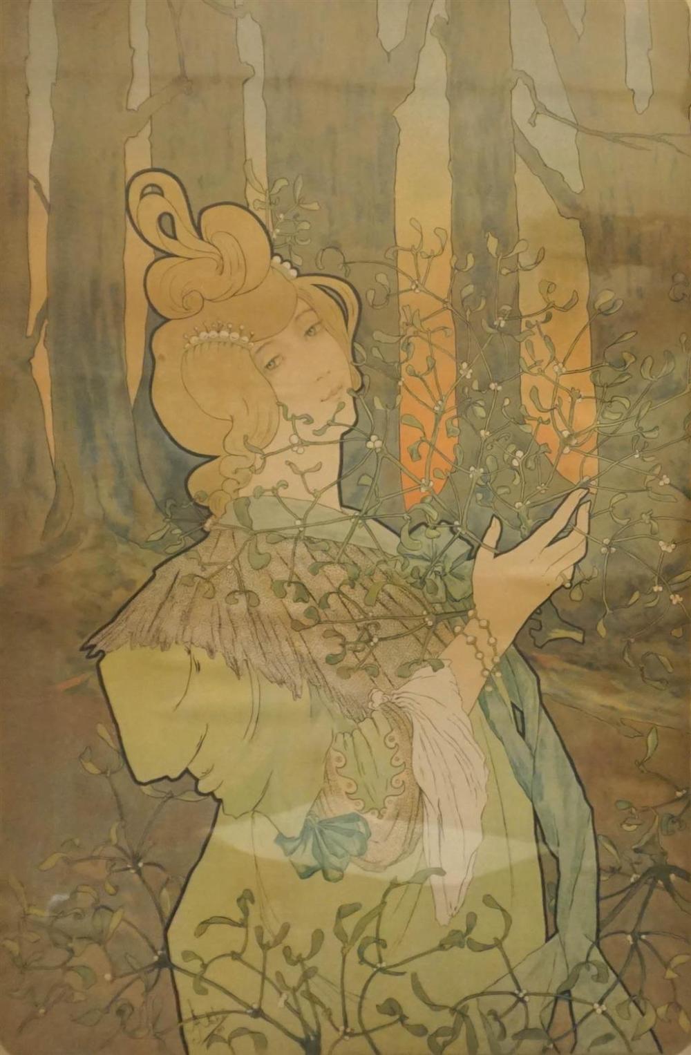Jane Atche comparable auction result: jane atche french 1872 1937 woman in landscape lithograph in color dated 1899 framed 31 x 21 in
