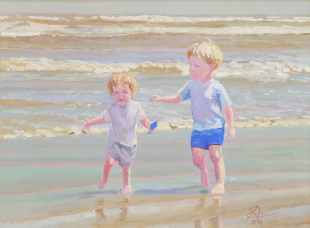 Lee Jamison comparable auction result: lee jamison tx b 1957 children on the beach