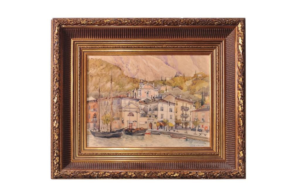 Adolf Wiesler comparable auction result: adolf wiesler 1878 1958 view of malcesine on lake garda adolf wiesler 1878 1958 blick auf malcesine am gardasee