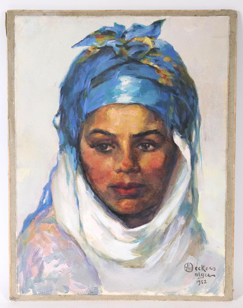 Emile Deckers comparable auction result: emile deckers oil on paper algerian woman
