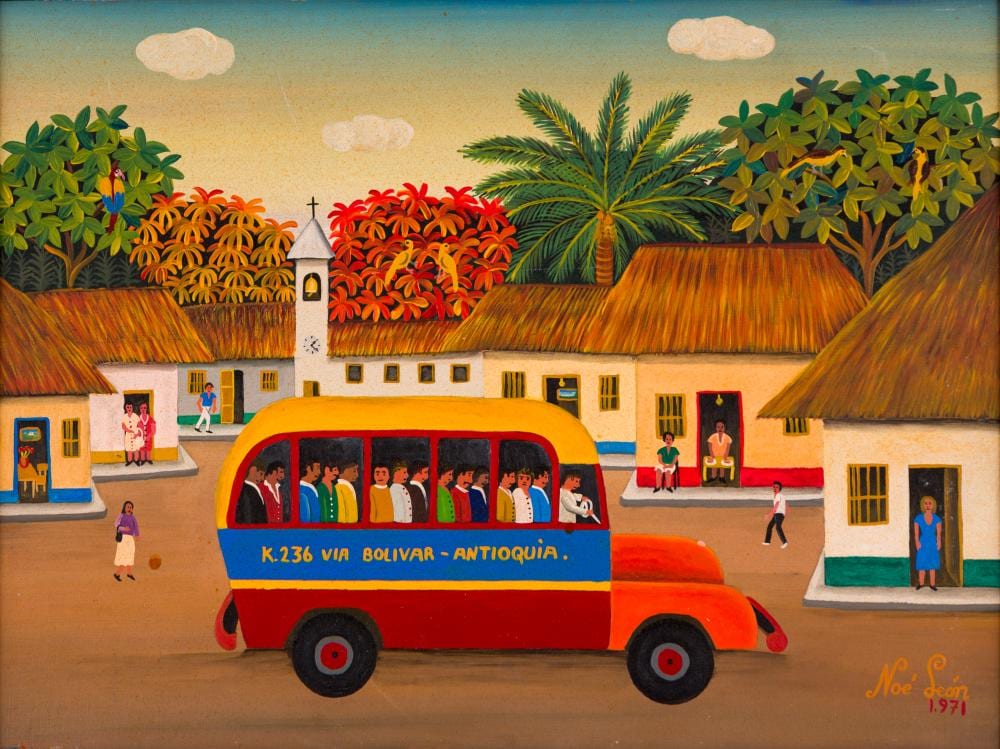 Noe Leon (1907-1978) S/T, 1971 De la serie "Autobuses" Óleo sobre madera Medidas: 46 X 60 cm comparable sale