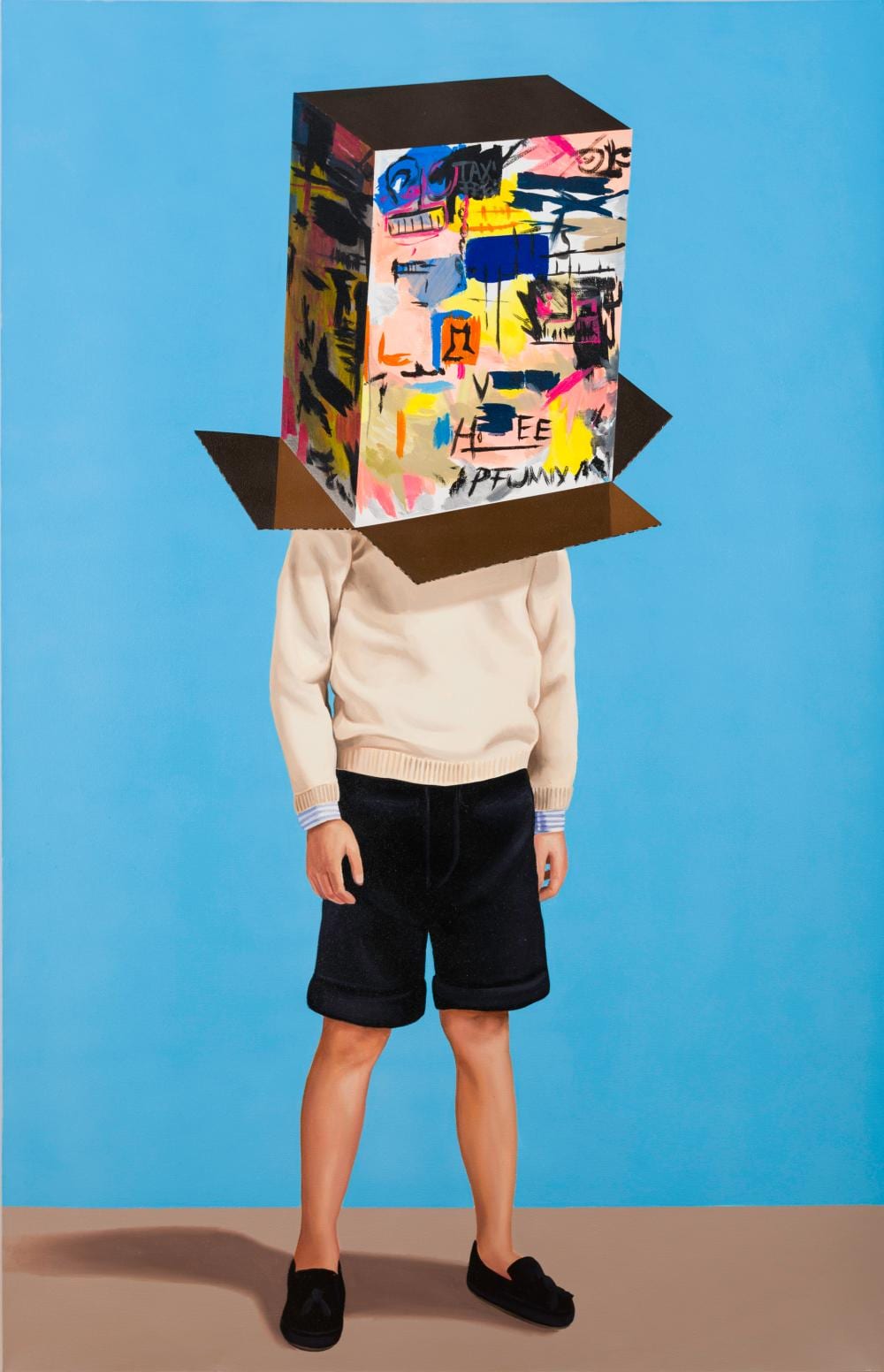 Javier Caraballo (1985) Basquiat, 2019 De la Serie "BOX ART" Óleo y acrílico sobre lienzo Medidas: 140 x 90 cm comparable sale
