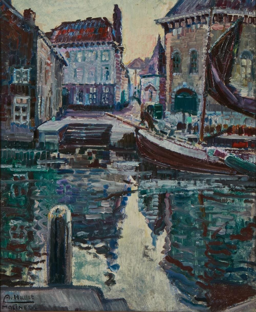 André Hallet comparable auction result: andr hallet belgian 1890 1959 malinese oil on board 22 x 18in 56 x 46cm