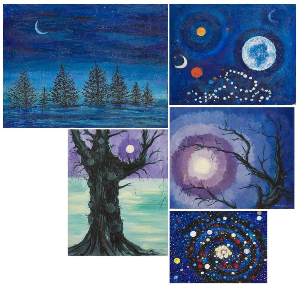 Bitia Rosendor comparable auction result: bitia rosendor jerusalem 2013 brussels a convolute of five diverse paintings lunar landscapes and celestial bodies last quarter of the 20th century