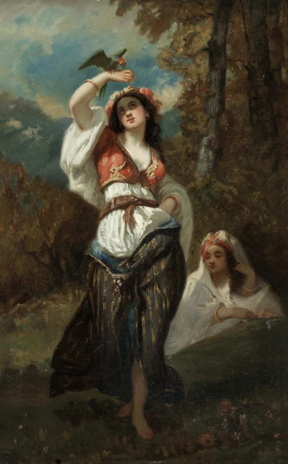 Louis Devedeux comparable auction result: louis devedeux french 1820 1874 jeune femme orientale au perroquet