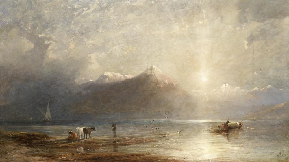 James Francis Danby comparable auction result: james francis danby british 1816 1875 loch scene with cattle and boats