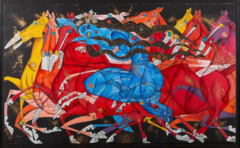 Jiang Tiefeng "Blue Lady" Serigraph sold by Revere Auctions, lot 379 — auction record photograph