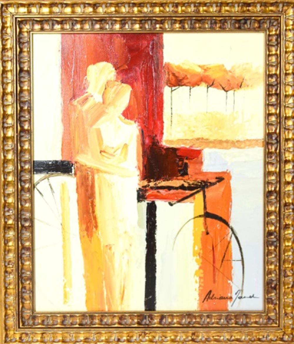 Adriana Naveh comparable auction result: adriana naveh couple acrylic painting on canvas