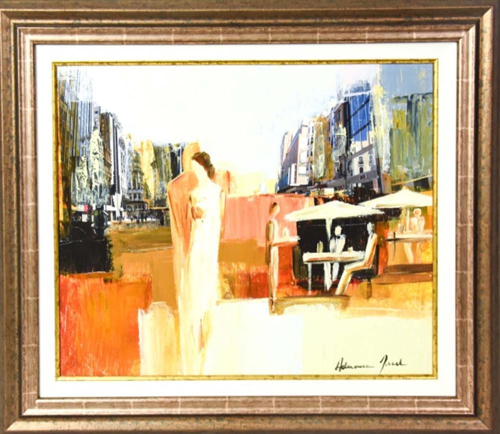 Adriana Naveh comparable auction result: adriana naveh boulevard walk oil wood painting