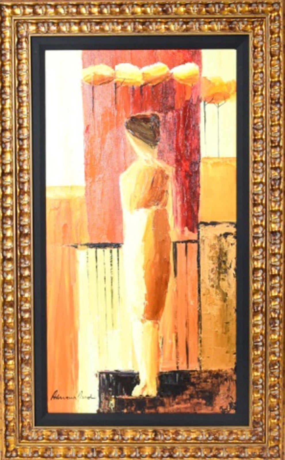 Adriana Naveh comparable auction result: adriana naveh contemplation oil on wood painting