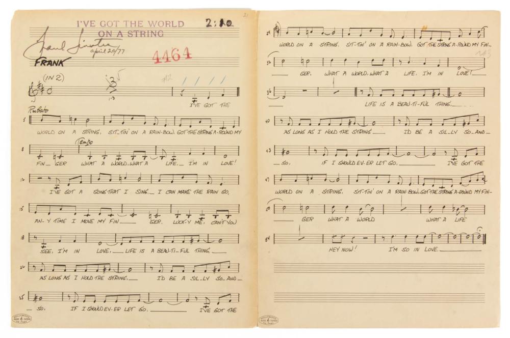 FRANK SINATRA AUTOGRAPHED SHEET MUSIC sold by Jeffrey S. Evans & Associates, lot 298 — auction record photograph
