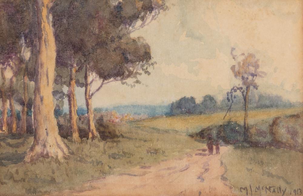 Matthew McNally comparable auction result: matthew james mcnally 1874 1943 figures on a country road 1913