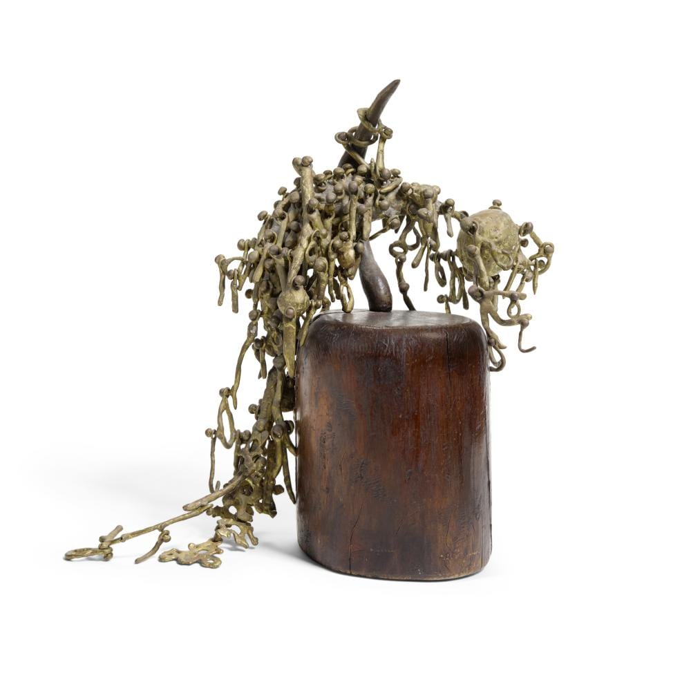 Pal Kepenyes comparable auction result: pal kepenyes born 1926 brutalist sculpture1970sbronze on wood baseheight 16in 40cm width 12in 30cm depth 9in 23cm